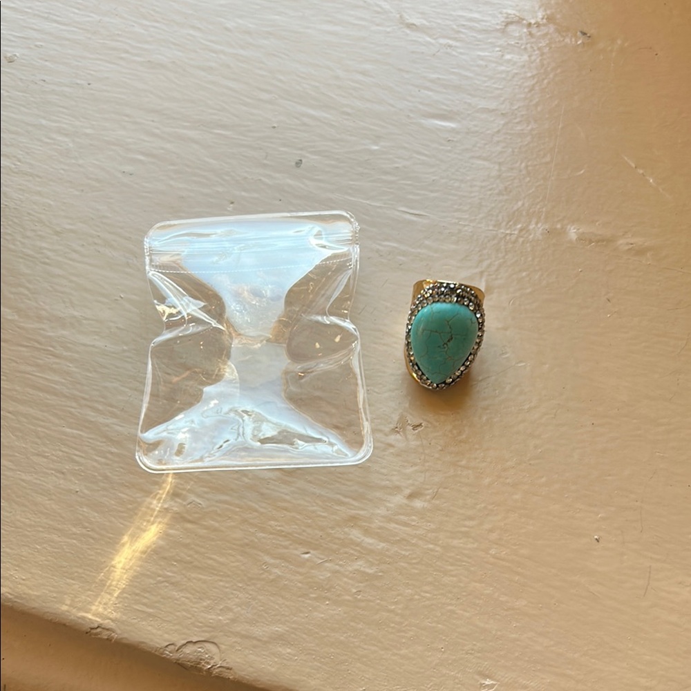 Turquoise and Gold Statement Ring